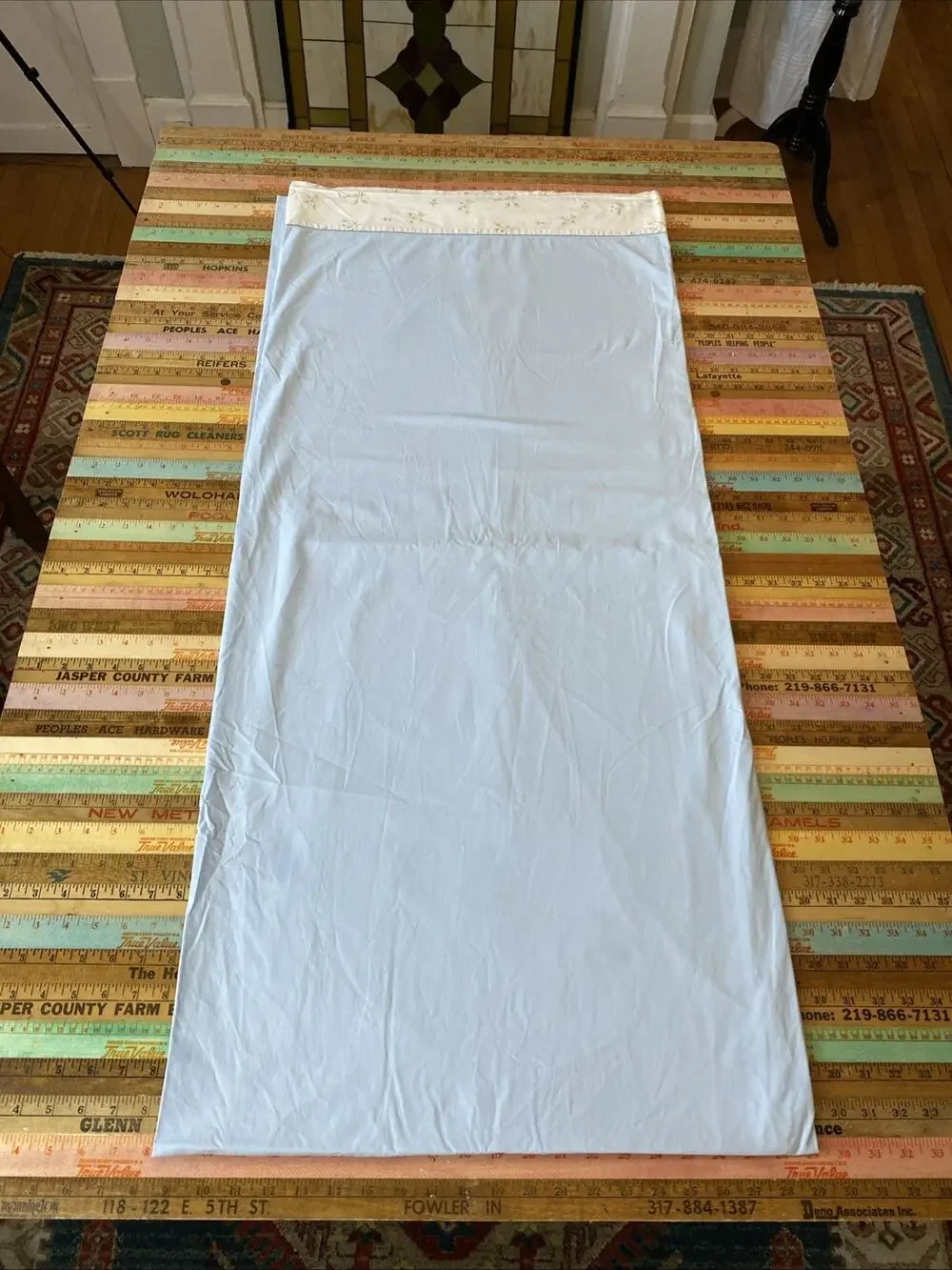 Vintage Cannon Combspun Percale Full Flat Top Sheet Blue Ditsy Floral Roses